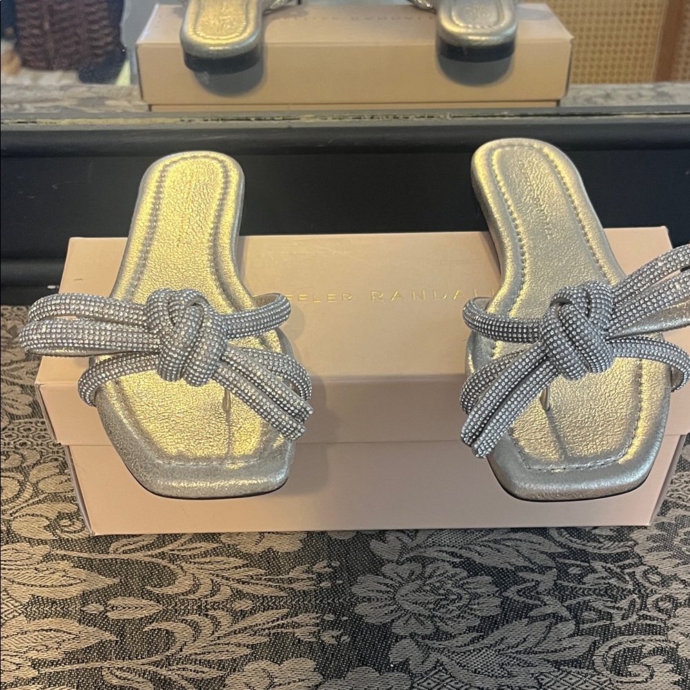 Loeffler Randall Metallic Silver Knot Sandals